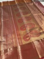 Golden Coloured Tissue Saree with Intricate Motifs and Rich Zari Border - Image 3