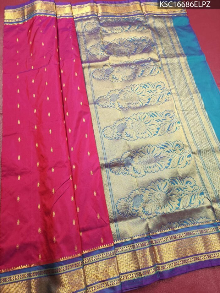 Pink Blended Soft Silk Saree with Paisley Motifs and Rich Zari Brocade Pallu - Image 2