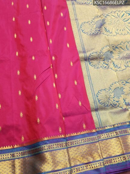 Pink Blended Soft Silk Saree with Paisley Motifs and Rich Zari Brocade Pallu