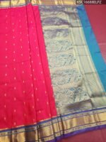 Pink Blended Soft Silk Saree with Floral Zari Pallu and Contrasting Border - Image 2