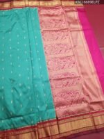 Turquoise Blended Soft Silk Saree with Floral Brocade Pallu and Rich Zari Border - Image 2