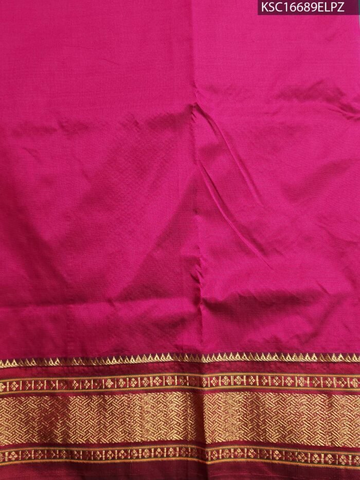 Turquoise Blended Soft Silk Saree with Floral Brocade Pallu and Rich Zari Border - Image 3