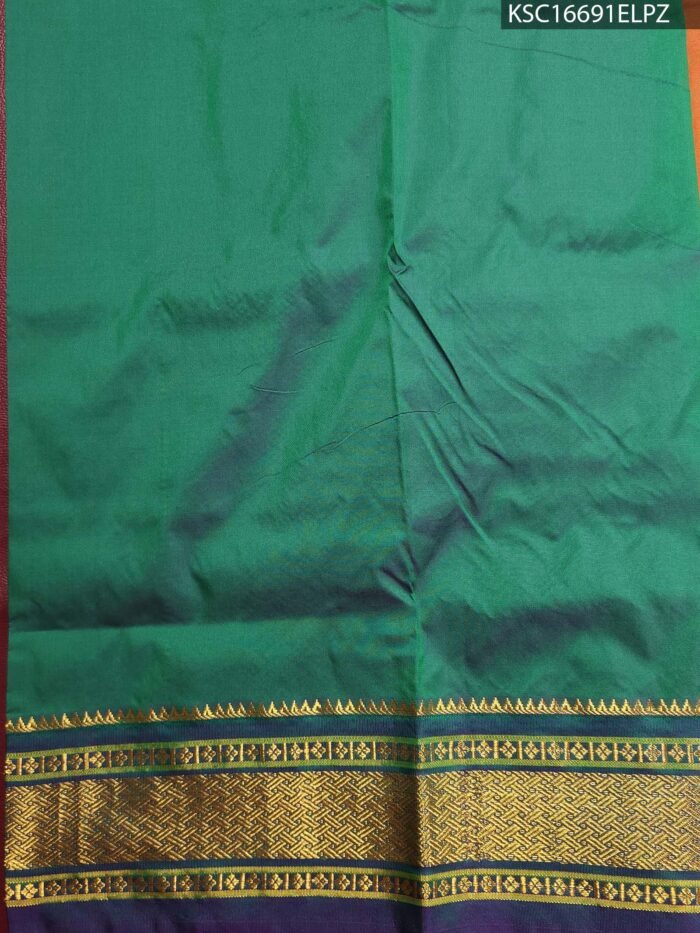 Orange Blended Soft Silk Saree with Floral Brocade Pallu and Zari Woven Border - Image 3