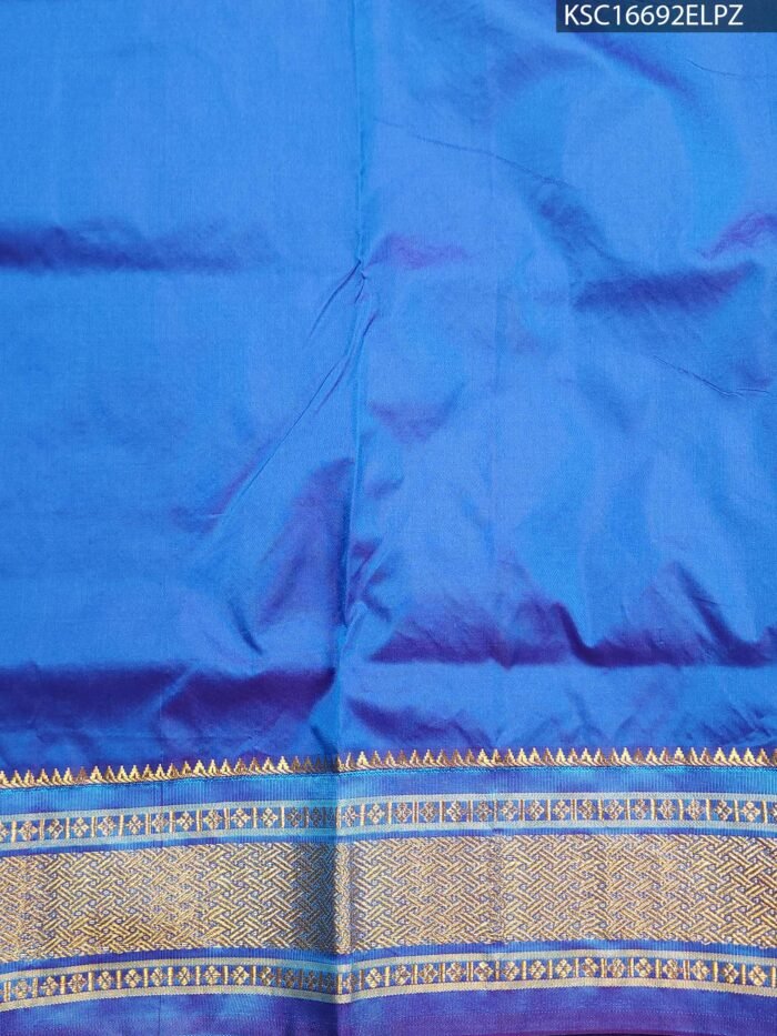Royal Blue Blended Soft Silk Saree with Paisley Motifs and Rich Zari Floral Pallu - Image 3