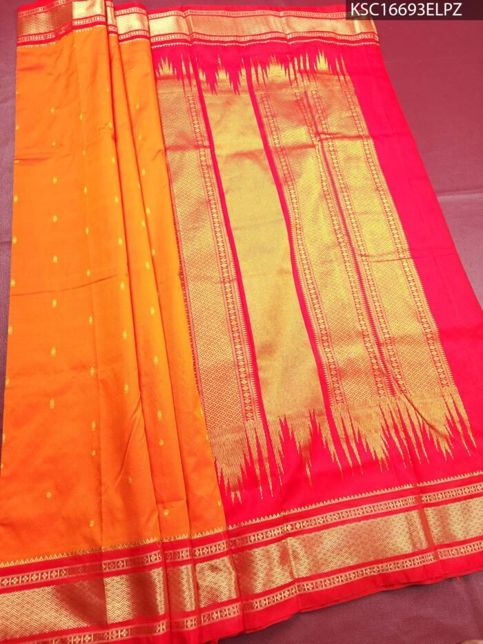 Orange Blended Soft Silk Saree with Zari Butti and Rich Pallu - Image 2