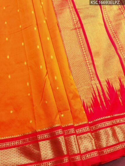 Orange Blended Soft Silk Saree with Zari Butti and Rich Pallu