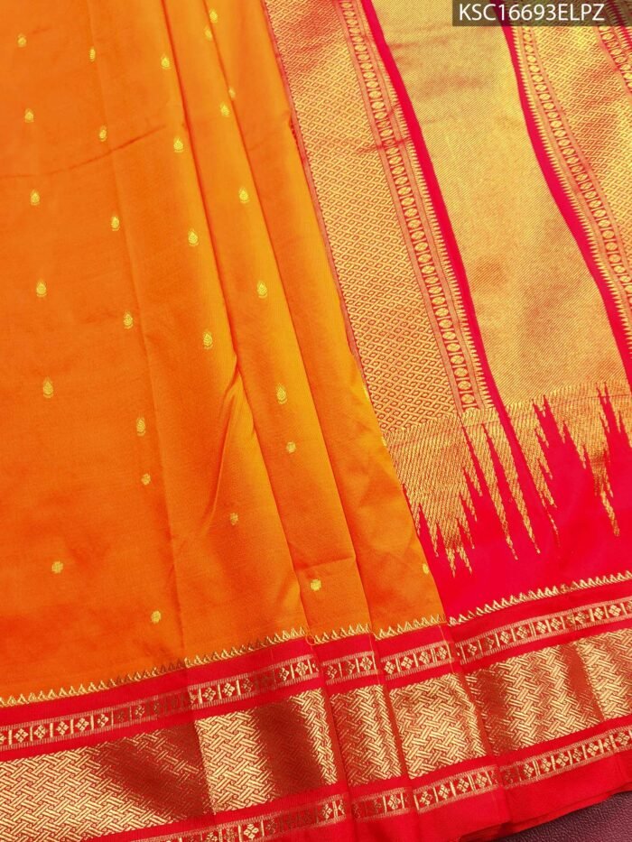Orange Blended Soft Silk Saree with Zari Butti and Rich Pallu - Image 1