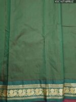 Green and Pink Blended Soft Silk Saree with Majestic Elephant Motifs and Rich Zari Border - Image 2