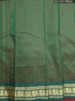 Orange Blended Soft Silk Saree with Floral Motifs and Rich Green Zari Pallu and Border - Image 2