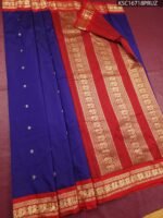Royal Blue Blended Soft Silk Saree with Gold Motifs and Rich Red Zari Border - Image 2