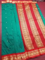 Teal Blended Soft Silk Saree with Floral Motifs and Rich Zari Woven Red Pallu - Image 2