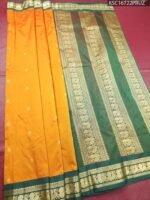 Mustard Blended Soft Silk Saree with Floral Motifs and Rich Zari Pallu - Image 2