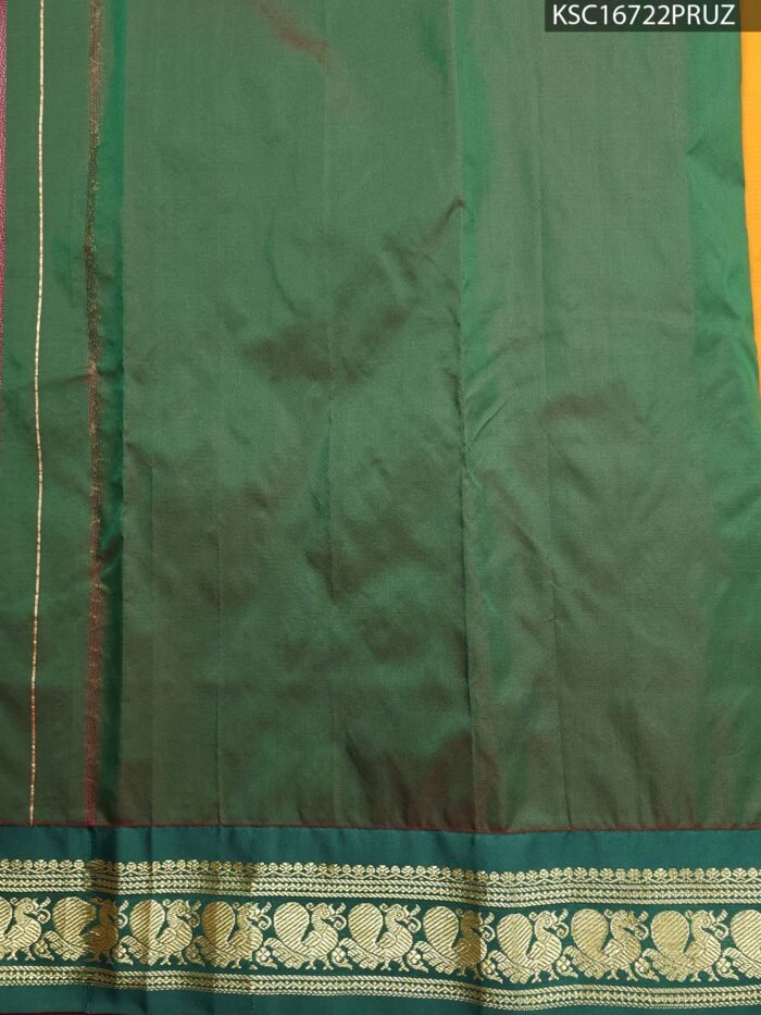 Mustard Blended Soft Silk Saree with Floral Motifs and Rich Zari Pallu - Image 3