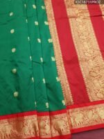 Green Blended Soft Silk Saree with Floral Motifs and Rich Zari Border