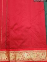 Green and Red Blended Soft Silk Saree with Elephant Motifs and Rich Zari Border - Image 3