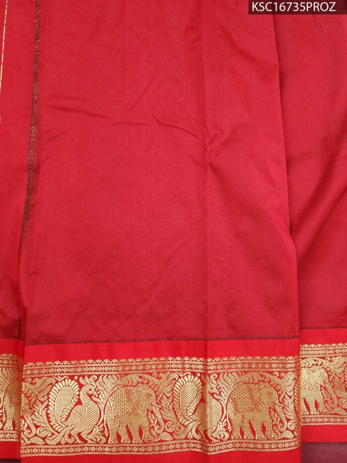 Navy Blue and Red Blended Soft Silk Saree with Gold Motifs and Rich Zari Pallu - Image 2