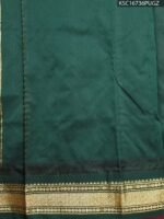 Red and Green Blended Soft Silk Saree with Floral Motifs and Zari Temple Border - Image 3