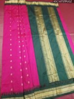 Vibrant Pink and Green Blended Soft Silk Saree with Elegant Zari Pallu and Traditional Border