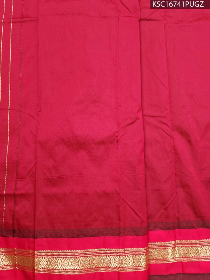 Green and Pink Blended Soft Silk Saree with Elegant Motifs and Rich Zari Woven Border - Image 3