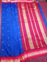 Royal blue and maroon Blended Soft Silk saree with diamond motifs and rich zari pallu