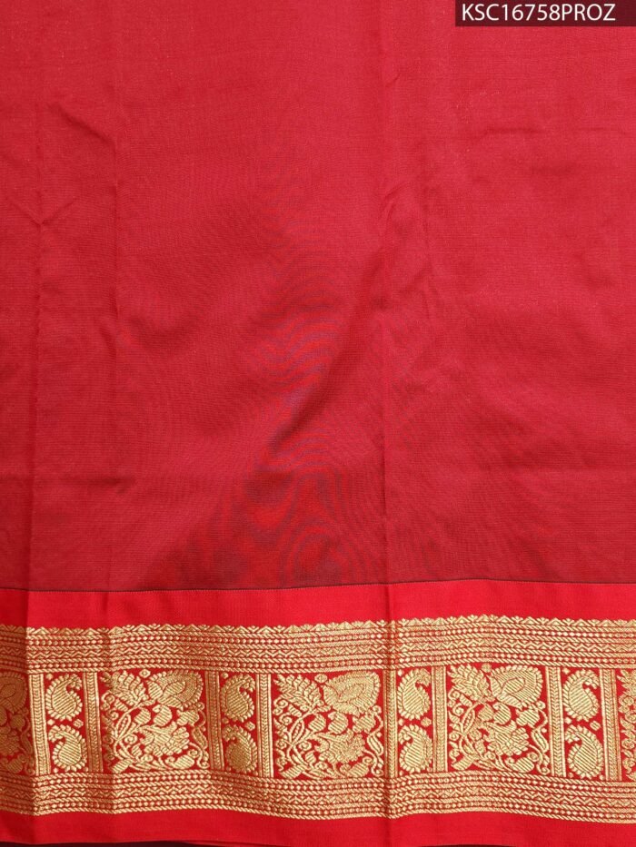 Vibrant Blue and Red Blended Soft Silk Saree with Rich Zari Border - Image 3
