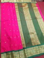 Magenta Blended Soft Silk Saree with Green Pallu and Rich Zari Border - Image 2