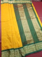 Yellow Blended Soft Silk Saree with Floral Motifs and Rich Zari Woven Border - Image 2