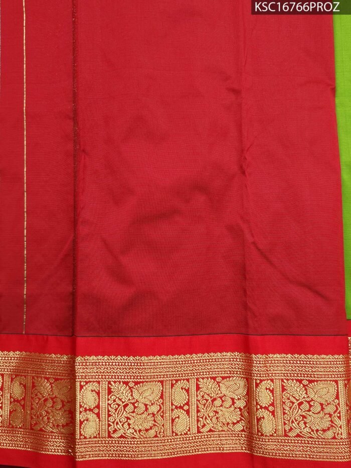 Green and Red Blended Soft Silk Saree with Elegant Pallu and Intricate Zari Border - Image 3