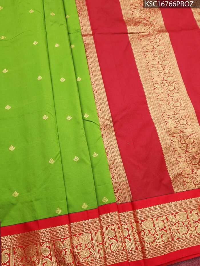 Green and Red Blended Soft Silk Saree with Elegant Pallu and Intricate Zari Border - Image 1