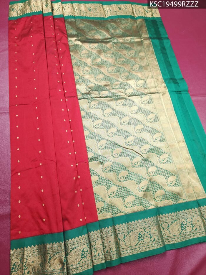Red Blended Soft Silk Saree with Paisley Motifs and Rich Zari Border - Image 1