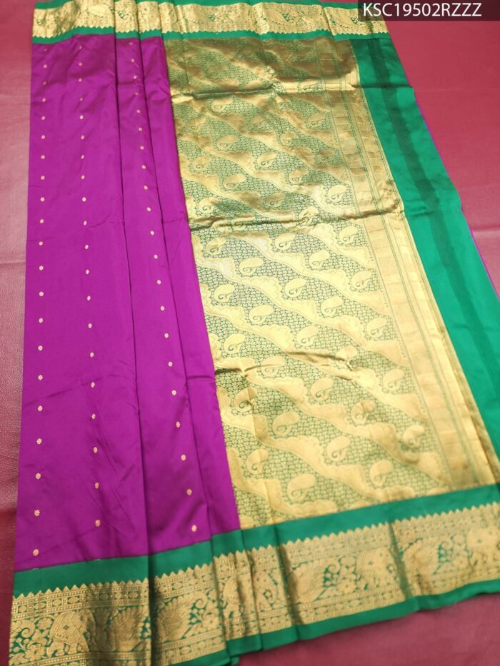 Purple Blended Soft Silk Saree with Paisley Motifs, Rich Zari Pallu, and Intricate Border - Image 2