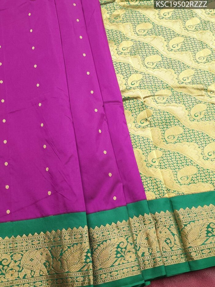 Purple Blended Soft Silk Saree with Paisley Motifs, Rich Zari Pallu, and Intricate Border - Image 1