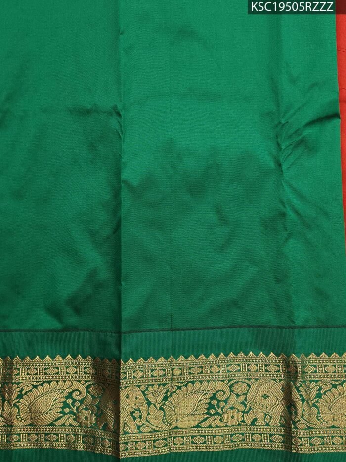 Orange Blended Soft Silk Saree with Floral Motifs and Rich Brocade Pallu - Image 3