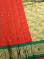 Orange Blended Soft Silk Saree with Floral Motifs and Rich Brocade Pallu