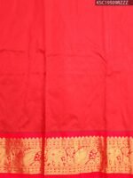 Navy Blue and Red Blended Soft Silk Saree with Rich Brocade Pallu and Intricate Peacock Zari Border - Image 2