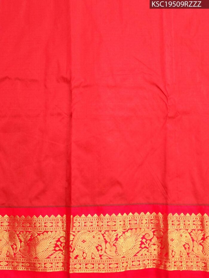 Navy Blue and Red Blended Soft Silk Saree with Rich Brocade Pallu and Intricate Peacock Zari Border - Image 2