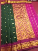 Green Blended Soft Silk Saree with Floral Motifs, Vibrant Pallu, and Rich Zari Border - Image 2