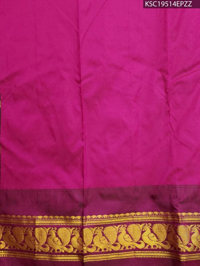 Green Blended Soft Silk Saree with Floral Motifs, Vibrant Pallu, and Rich Zari Border - Image 3