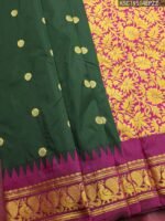 Green Blended Soft Silk Saree with Floral Motifs, Vibrant Pallu, and Rich Zari Border