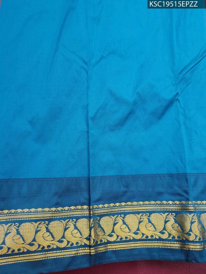 Magenta and Blue Blended Soft Silk Saree with Floral Brocade Pallu and Traditional Zari Border - Image 2