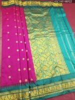 Magenta and Teal Blended Soft Silk Saree with Floral Brocade and Rich Pallu