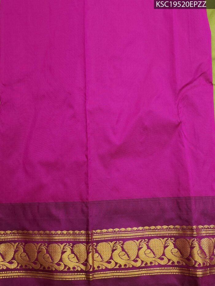 Green and Magenta Blended Soft Silk Saree with Floral Brocade and Rich Zari Border - Image 2