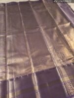 Lavender Coloured Tissue Silk Saree with Floral Brocade and Rich Zari Border - Image 3