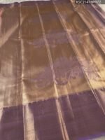 Pink and Gold Tissue Saree with Floral Motifs and Rich Zari Border - Image 3