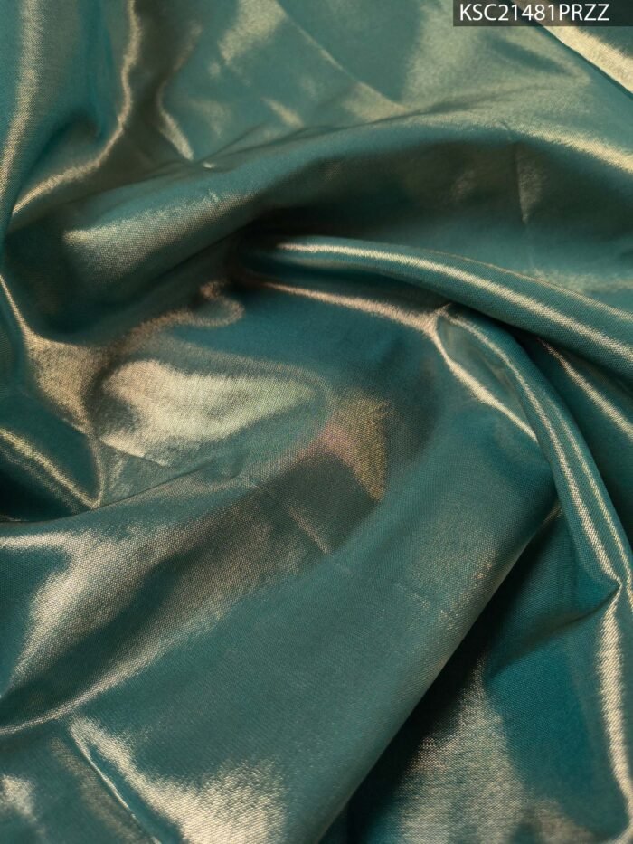 Peach and Gold Tissue Saree with Paisley Motifs and Rich Zari Border - Image 4