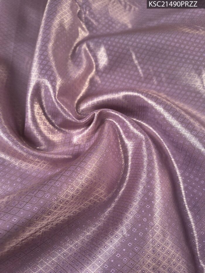 Olive and Lavender Tissue Saree with Intricate Paisley Motifs and Regal Zari Pallu - Image 4