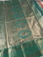 Pink and Green Tissue Saree with Intricate Motifs and Grand Zari Border - Image 3