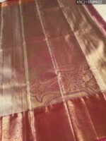 Pastel Green Tissue Saree with Floral Motifs and Rich Zari Woven Border - Image 3