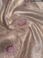 Beige Coloured Tissue Saree with Intricate Floral Motifs and Rich Zari Border - Image 2