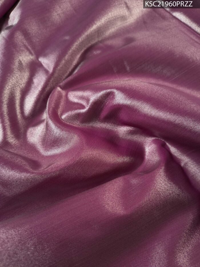 Green and Purple Tissue Saree with Rich Floral Motifs and Intricate Zari Border - Image 4